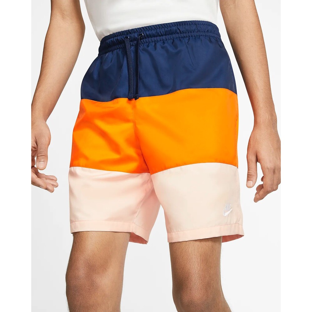 Nike Vintage Rare Mens Novelty Club Woven Track Shorts Nylon Shiny Blue Orange